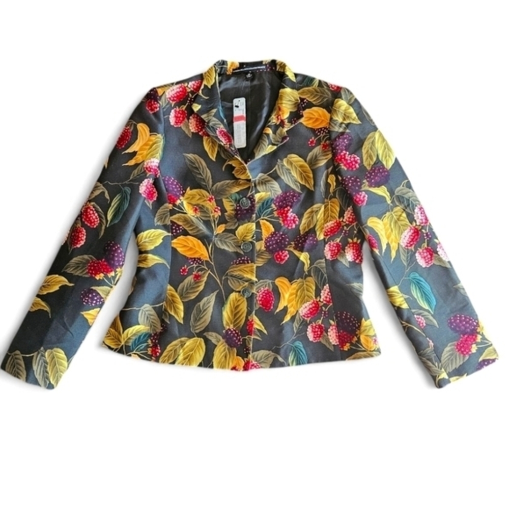Ellen Tracy Multicolor Silk  Floral Blazer